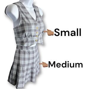 AÉROPOSTALE Plaid Cropped Vest SMALL & Plaid High-Waisted Pleated Skirt Medium
